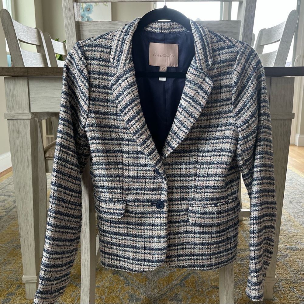 Anthropologie - Hutch - Multicolor Tweed Blazer - Navy, Cream, Pink - XS - EUC